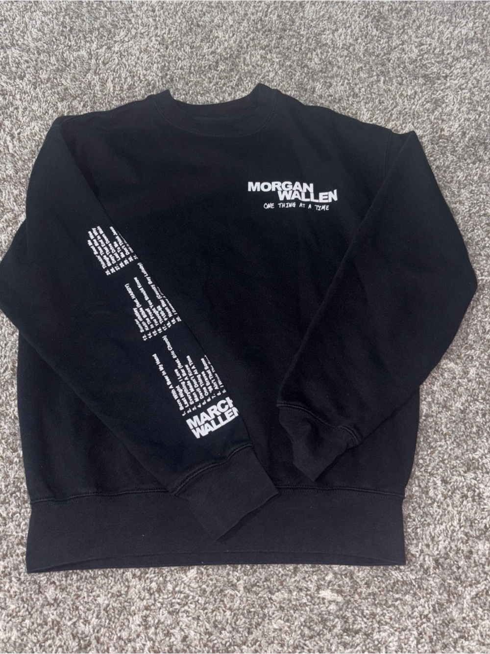 Black Morgan Wallen Crewneck Sweatshirt One thing at a time Tour